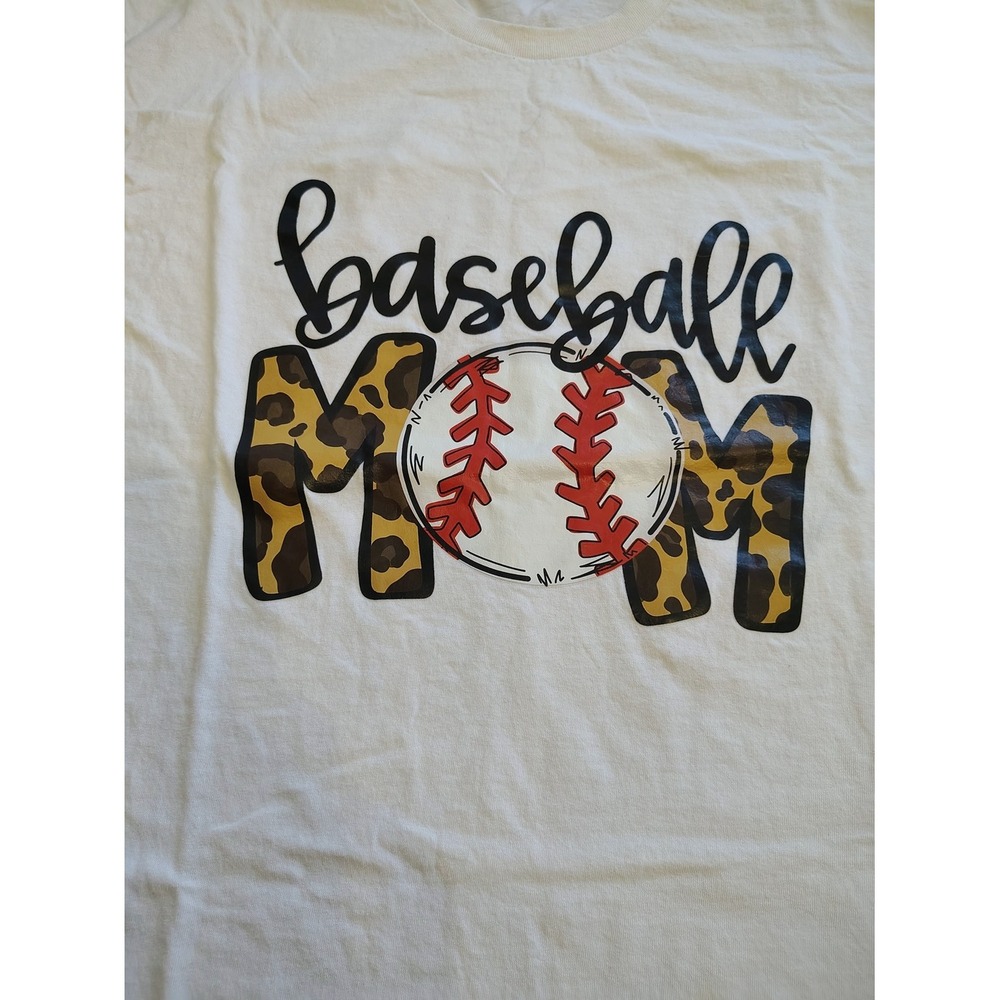 Baseball Mom‎ Leopard Print Graphic T-Shirt XL Short Sleeve Tee